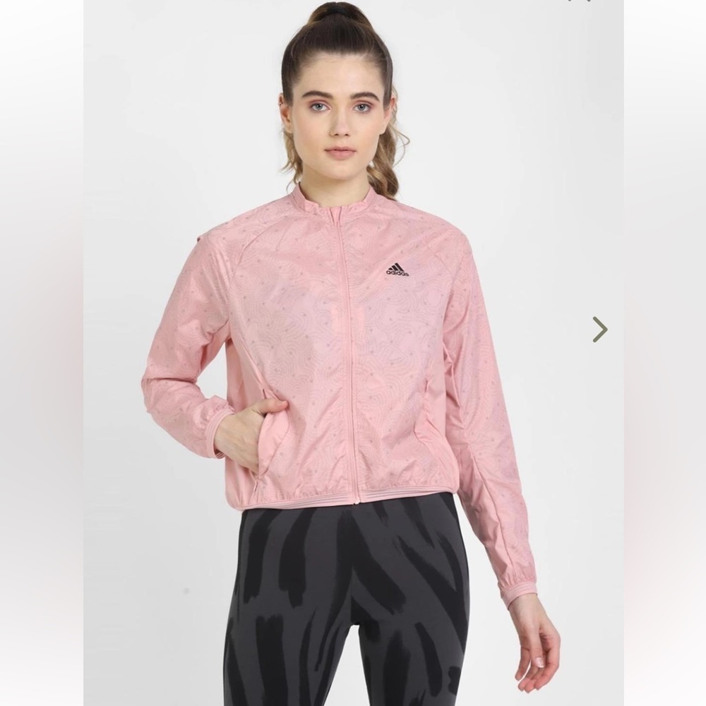 Adidas Jacket Rad Ref Wind Jk Pink Printed Full Zip Small Technical windbreaker